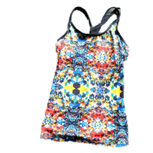 Fabletics asymmetrical workout tank multicolor.